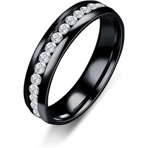 MIKAMU Ring for Women Men Stainless Steel Oval Cubic Zirconia Ring Rings for Men Best Gifts Couples Valentine's Day