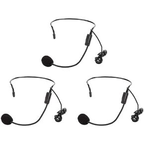 Headset Microphone,3Pcs 3.5 mm Screw Plug Wired Head Condenser Microphone Headset Mic for Shopping Guider Lecture,Teaching,Speech,etc