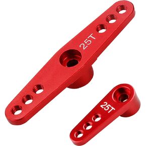 2Pack ShareGoo 25T Metal Servo Horn M3 Threads Steering Servo Arm Server Rocker Compatible with Futaba Savox Power HD HSP MG995 MG996 Servos Motor 1/8 1/10 RC Car Truck,Red