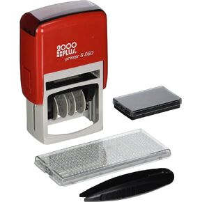 2000 Plus Self-Inking Custom Stamp Kit, 1" x 1-13/16" Impression, Blue and Red Ink (010165)
