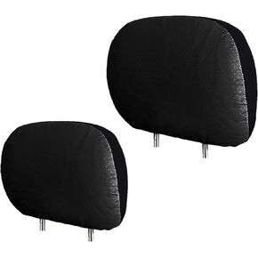 HC-S06 2X Cars Trucks & Cover DVD tv Monitors Breathable Synthetic Leather Universal Headrest Covers with Foam Backing- Set of 2 (Black)