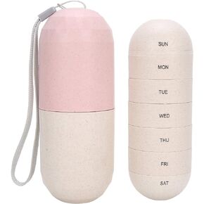 Weekly (7-Day) Pill Organizer, 1 Pack Small Pill Case, Travel Mini Pill Box Dispenser for Pocket Purse, Portable Medicine Box Container to Hold Medicine, Vitamins and Fish Oils
