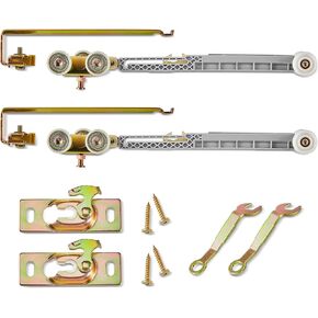 Tandefio 1 Set Sliding Pocket Door Soft Shut Hanger Quiet Close Pocket Door Hardware 3 Wheel Soft Shut Pocket Door Track with Metal Bearings #1060 Replacement Kit, Single Direction