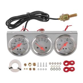 JDMSPEED 2 inch Triple Gauge Set kit - （Oil Pressure Gauge + Water Temperature Gauge + Voltmeter) 3‑in‑1 Car Meter Auto Gauge