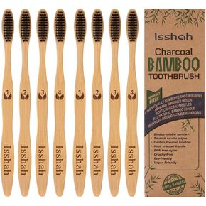 Biodegradable Eco-Friendly Natural Compostable Bamboo Toothbrushes - Pack of 8