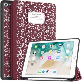Soke iPad 6th/5th Generation Case with Pencil Holder, Smart iPad 9.7 inch Cases Trifold Stand with Shockproof Soft TPU Back Cover and Auto Sleep/Wake Function for Apple iPad 2018/2017, Black