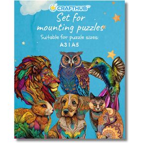 Puzzle Saver, Wooden Jigsaw Puzzles Mounting Kit for Wall Art, Includes Adhesive Sheets to Stick Together Puzzle Pieces, Table Sticker Set, and Cardboard Flipper