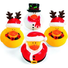Fun Express Vinyl Holiday Rubber Duckies | 12 Count | Great for Party Favors, Children's Birthday Bash, Holiday Celebrations