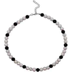 Baseball Bead Necklace Sparkle Rhinestone Bling Disco Balls Necklace for Women Men