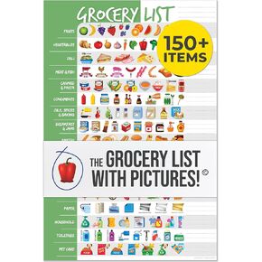 Visual Grocery List Magnet Pad for Fridge - Shopping List Magnetic Note Pad For Fridge - 6 x 9" - 50 Sheets - Meal Planner, To Do List Notepad, Weekly Planner Menu & Memo Pad - Gifts for Mom, Kids