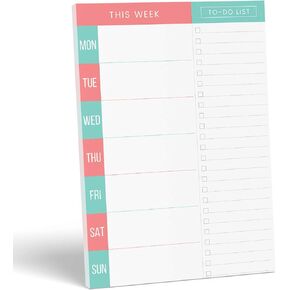 Daily Planner - Undated 2025 Planner Plus To Do List – Teal/Orange Magnetic Weekly Task list organizer and Day Notepad - Agenda Organizer for College Student, Office or Home