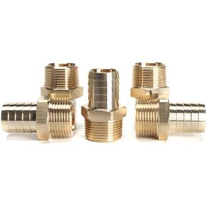 LTWFITTING Brass Fitting Connector 1-Inch Hose Barb x 1-Inch NPT Male Fuel Water(Pack of 5)