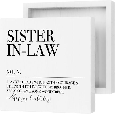 Funny Sister Gifts Decorative Wooden Box Sign Sister Definition Rustic Desk Decorations for Women Office Inspirational Sister Birthday Gifts Farmhouse Wood Block Plaque Home Cubicle Tiered Tray Decor in Kuwait