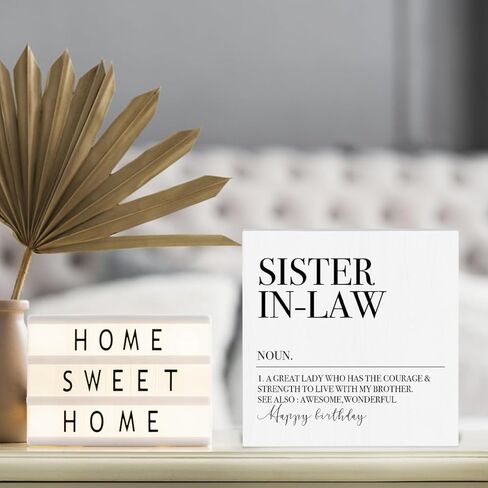 Funny Sister Gifts Decorative Wooden Box Sign Sister Definition Rustic Desk Decorations for Women Office Inspirational Sister Birthday Gifts Farmhouse Wood Block Plaque Home Cubicle Tiered Tray Decor in Kuwait