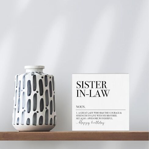Funny Sister Gifts Decorative Wooden Box Sign Sister Definition Rustic Desk Decorations for Women Office Inspirational Sister Birthday Gifts Farmhouse Wood Block Plaque Home Cubicle Tiered Tray Decor in Kuwait