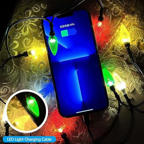 Christmas Light Phone Charger Cord USB and Charging Cable 4feet 10led Multicolor Lighting Connector Compatible with iPhone 14 13 12 11Pro Max & iPad etc in Saudi Arabia