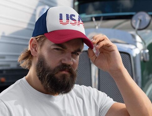 American USA Flag 4th of July Independence Day Patriot Trucker Hat Mesh Cap in Saudi Arabia