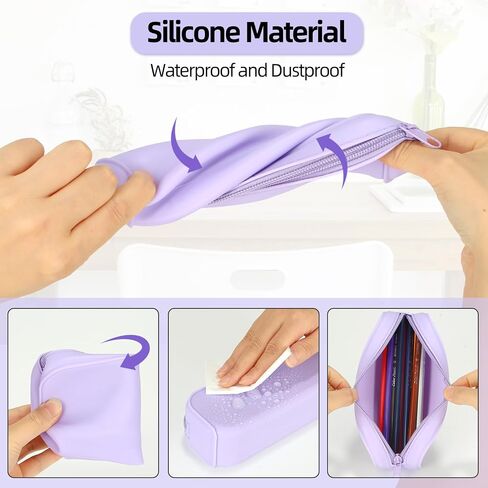 Silicone Zipper Pencil Bag, Waterproof Pencil Bag, Multifunctional Large-Capacity Storage Bag, Silicone Pencil Pouch Suitable for Pencil Case, Cosmetics in Saudi Arabia