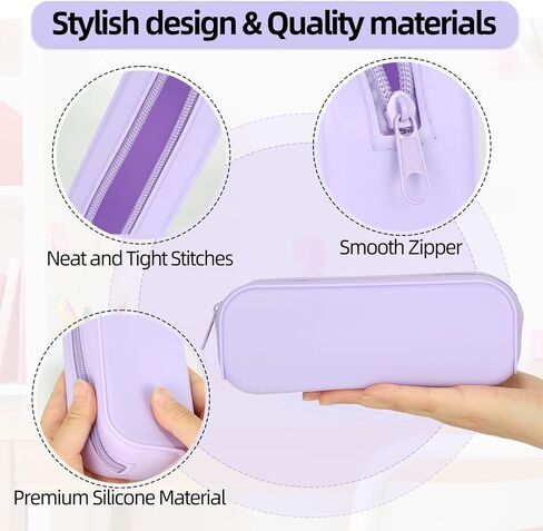 Silicone Zipper Pencil Bag, Waterproof Pencil Bag, Multifunctional Large-Capacity Storage Bag, Silicone Pencil Pouch Suitable for Pencil Case, Cosmetics in Saudi Arabia