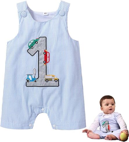 1st Birthday Baby Boys Outfit 1 Year Newborn Onesie My First Birthday Clothes Romper Jumpsuit Suit in Saudi Arabia