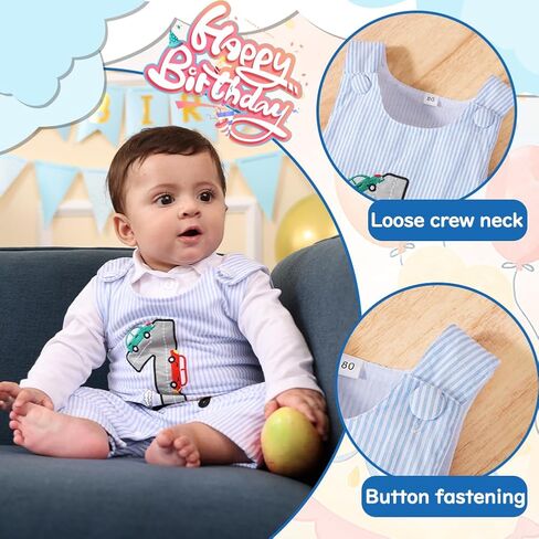 1st Birthday Baby Boys Outfit 1 Year Newborn Onesie My First Birthday Clothes Romper Jumpsuit Suit in Saudi Arabia