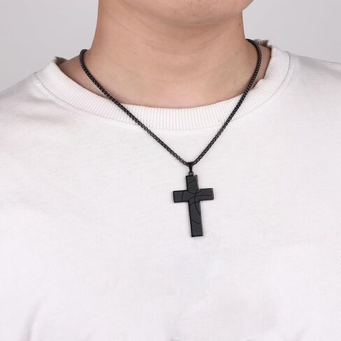 Baseball Cross Necklace for Men Football Basketball Soccer Cross Pendant Necklace Stainless Steel Chain 22+2 Inch Sports Jewelry Gifts in Saudi Arabia