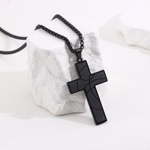 Baseball Cross Necklace for Men Football Basketball Soccer Cross Pendant Necklace Stainless Steel Chain 22+2 Inch Sports Jewelry Gifts in Saudi Arabia
