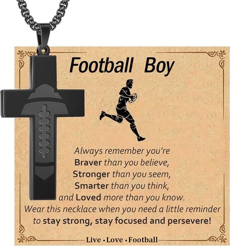 Baseball Cross Necklace for Men Football Basketball Soccer Cross Pendant Necklace Stainless Steel Chain 22+2 Inch Sports Jewelry Gifts in Saudi Arabia