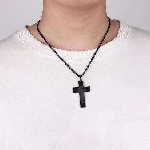 Baseball Cross Necklace for Men Football Basketball Soccer Cross Pendant Necklace Stainless Steel Chain 22+2 Inch Sports Jewelry Gifts in Saudi Arabia