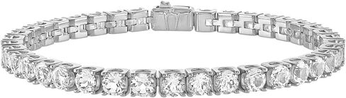 Bulova Jewelry Men's Rhodium Plated Sterling Silver Tennis Bracelet with 5mm White Topaz in Saudi Arabia