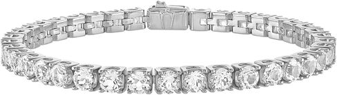 Bulova Jewelry Men's Rhodium Plated Sterling Silver Tennis Bracelet with 5mm White Topaz in Saudi Arabia