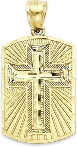 ميدالية صليب من الذهب الصلب عيار 10 قيراط مع صلاة الرب في مجوهرات مسيحية إسبانية له ولها in Kuwait
