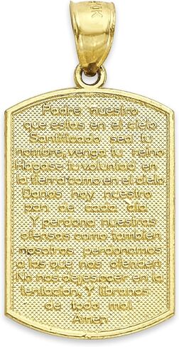 ميدالية صليب من الذهب الصلب عيار 10 قيراط مع صلاة الرب في مجوهرات مسيحية إسبانية له ولها in Kuwait