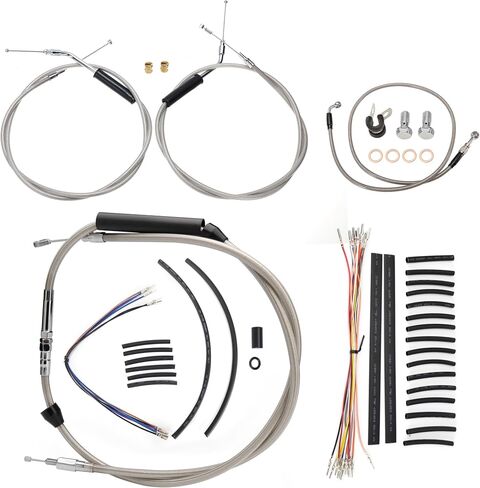 MoKitDora Sportster Handlebar Extended Cable Kit Brake Line Clutch Cable Throttle Cables CAN-Bus Turn Signal Wiring Harness for 2004-2006 Harley Sportster XL without ABS 14" Handlebar, Chrome in Saudi Arabia