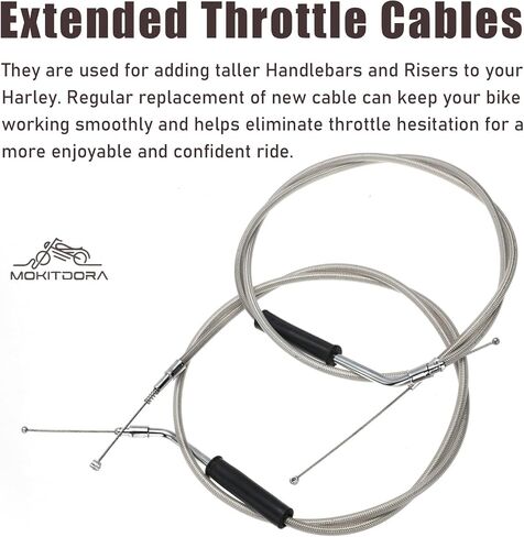 MoKitDora Sportster Handlebar Extended Cable Kit Brake Line Clutch Cable Throttle Cables CAN-Bus Turn Signal Wiring Harness for 2004-2006 Harley Sportster XL without ABS 14" Handlebar, Chrome in Saudi Arabia