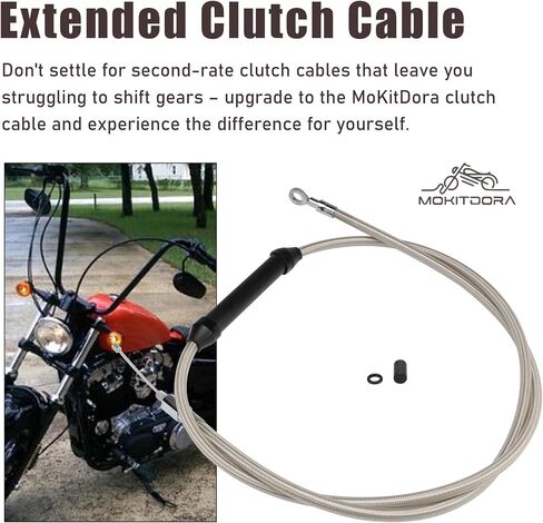 MoKitDora Sportster Handlebar Extended Cable Kit Brake Line Clutch Cable Throttle Cables CAN-Bus Turn Signal Wiring Harness for 2004-2006 Harley Sportster XL without ABS 14" Handlebar, Chrome in Saudi Arabia