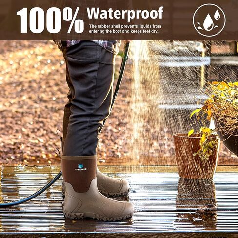 أحذية مطاطية للرجال، أحذية مطر معزولة من النيوبرين مقاس 6 مم مع ساق فولاذية، أحذية عمل مقاومة للماء متوسطة الساق للرجال، أحذية طين متينة مضادة للانزلاق للزراعة والبستنة والصيد، مقاس 7-13 in Kuwait