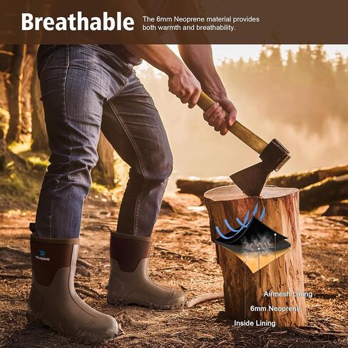 أحذية مطاطية للرجال، أحذية مطر معزولة من النيوبرين مقاس 6 مم مع ساق فولاذية، أحذية عمل مقاومة للماء متوسطة الساق للرجال، أحذية طين متينة مضادة للانزلاق للزراعة والبستنة والصيد، مقاس 7-13 in Kuwait