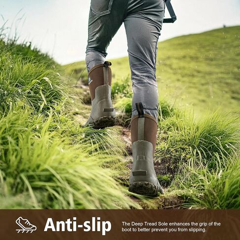 أحذية مطاطية للرجال، أحذية مطر معزولة من النيوبرين مقاس 6 مم مع ساق فولاذية، أحذية عمل مقاومة للماء متوسطة الساق للرجال، أحذية طين متينة مضادة للانزلاق للزراعة والبستنة والصيد، مقاس 7-13 in Kuwait