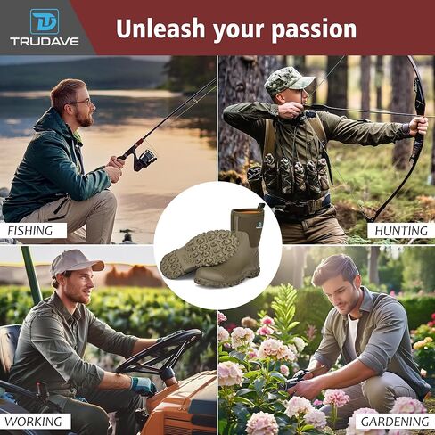 أحذية مطاطية للرجال، أحذية مطر معزولة من النيوبرين مقاس 6 مم مع ساق فولاذية، أحذية عمل مقاومة للماء متوسطة الساق للرجال، أحذية طين متينة مضادة للانزلاق للزراعة والبستنة والصيد، مقاس 7-13 in Kuwait