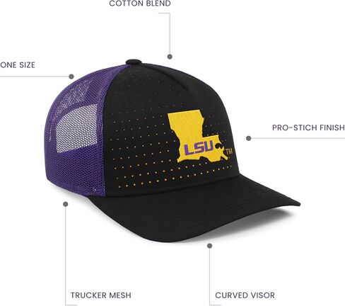 Pacific Headwear Standard LSU Perforated Trucker Cap, Multi in Saudi Arabia