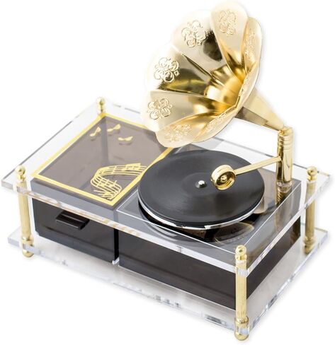 Musical Revolving Record Gramophone With Gold Accents Jewelry Box Plays Music of the Night in Saudi Arabia