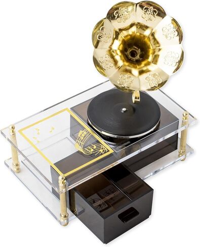 Musical Revolving Record Gramophone With Gold Accents Jewelry Box Plays Music of the Night in Saudi Arabia