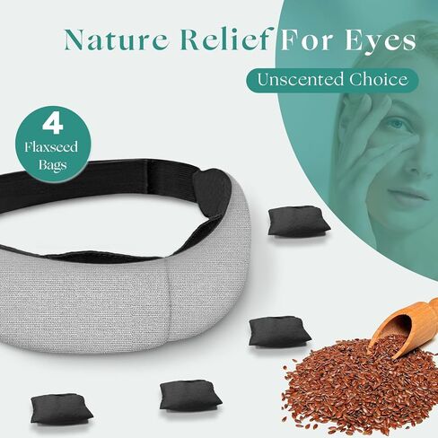 Heated Eye Masks for Dry Eyes, Warm Eye Compress for Stye, Moist Hot Compress with Four Flaxseed Bags, Microwave Activated Weighted Eye Pillow Pad in Kuwait