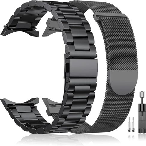 Compatible for Galaxy Watch 5 Band Pro 45mm,Galaxy Watch 6 Band,Galaxy Watch 5 40mm 44mm Band,No Gap Mesh Band,Stainless Steel Metal Replacement Strap for Men Women in Kuwait
