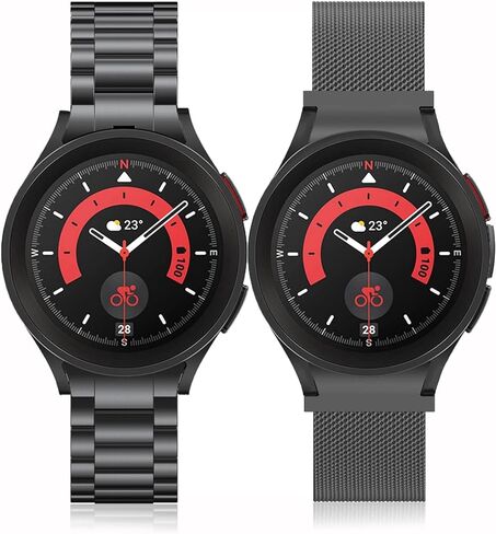 Compatible for Galaxy Watch 5 Band Pro 45mm,Galaxy Watch 6 Band,Galaxy Watch 5 40mm 44mm Band,No Gap Mesh Band,Stainless Steel Metal Replacement Strap for Men Women in Kuwait