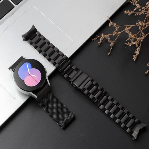 Compatible for Galaxy Watch 5 Band Pro 45mm,Galaxy Watch 6 Band,Galaxy Watch 5 40mm 44mm Band,No Gap Mesh Band,Stainless Steel Metal Replacement Strap for Men Women in Kuwait