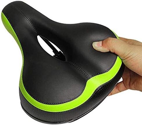 BlueSunshine Comfortable Bike Seat - Wide Bicycle Saddle Memory Foam Padded Soft Bike Cushion with Dual Shock Absorbing Rubber Balls with Bicycle Saddle Taillight Reflective Strip in Saudi Arabia