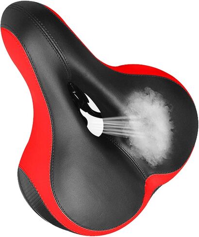 BlueSunshine Comfortable Bike Seat - Wide Bicycle Saddle Memory Foam Padded Soft Bike Cushion with Dual Shock Absorbing Rubber Balls with Bicycle Saddle Taillight Reflective Strip in Saudi Arabia