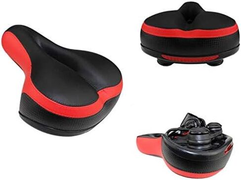 BlueSunshine Comfortable Bike Seat - Wide Bicycle Saddle Memory Foam Padded Soft Bike Cushion with Dual Shock Absorbing Rubber Balls with Bicycle Saddle Taillight Reflective Strip in Saudi Arabia